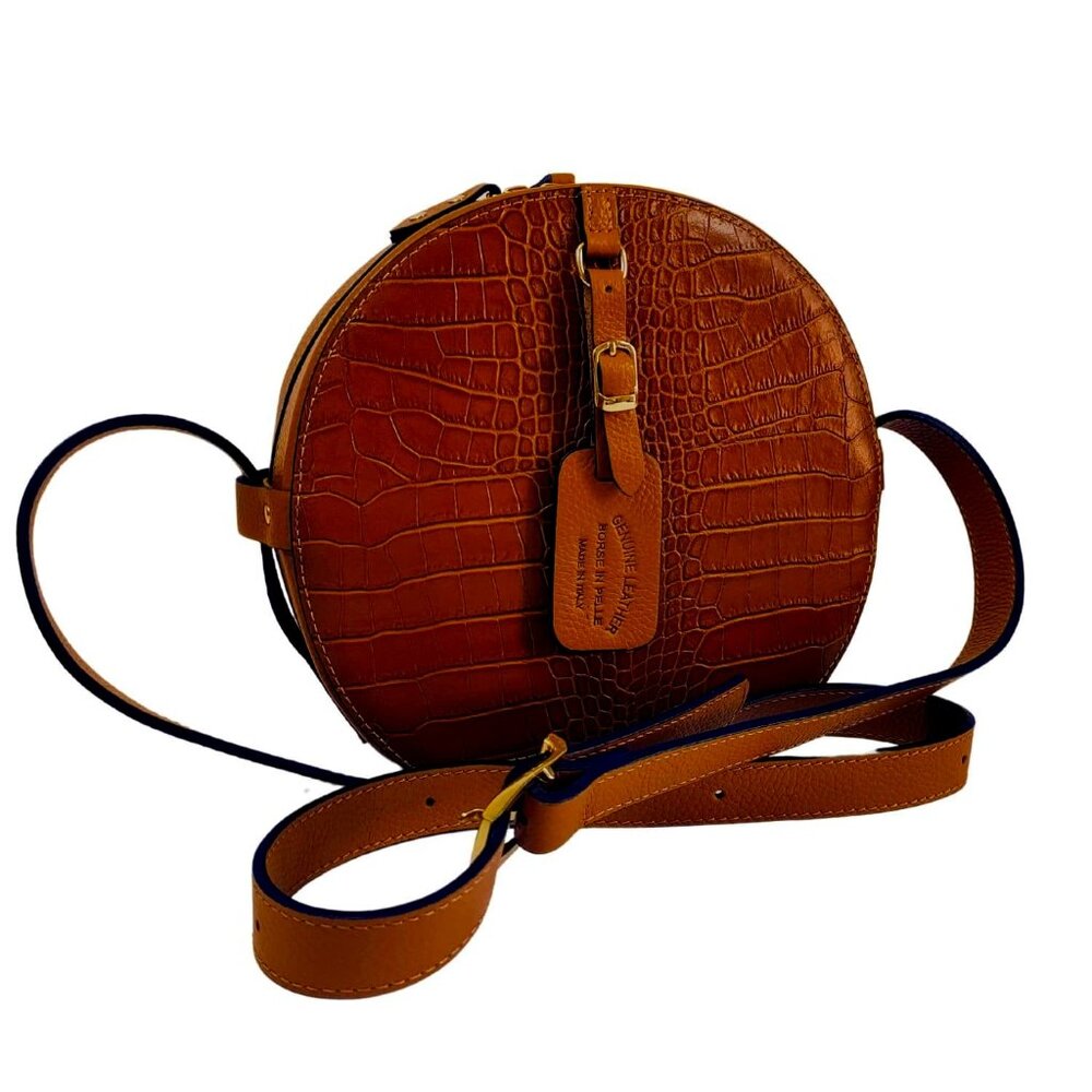 Leather Croc Printed Crossbody Canteen Bag